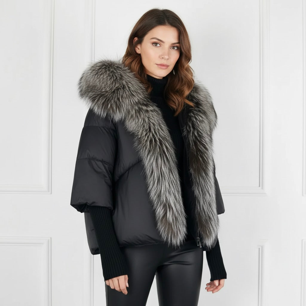 Paulina | Chaqueta acolchada con capucha de pelo